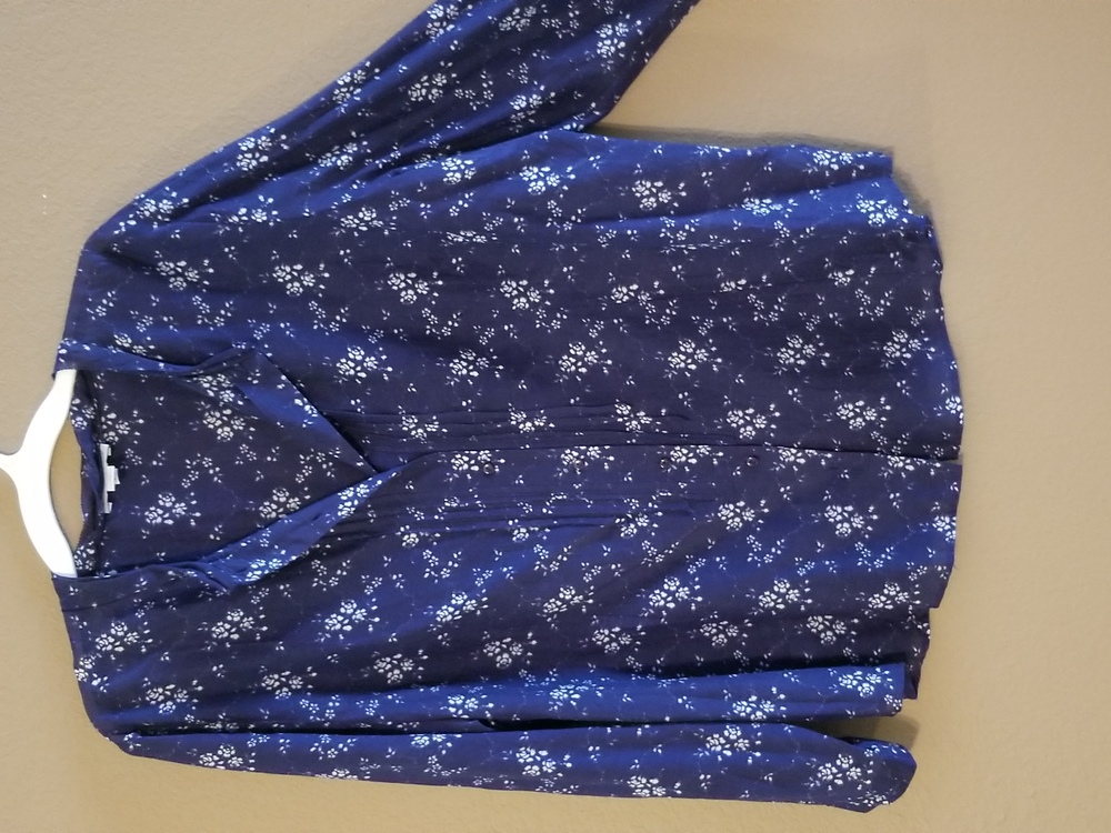 Coldwater Creek Navy Floral Blouse